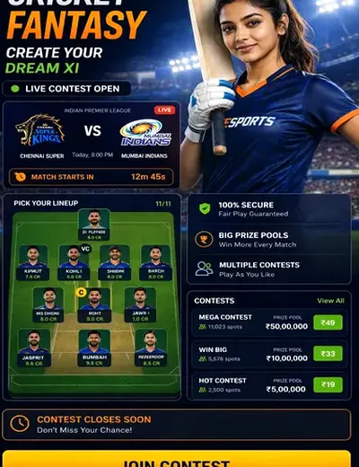 Come (come 11) fantasy cricket & matchday visual 3